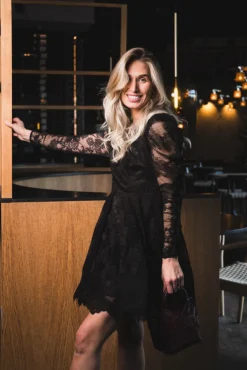 Leoni Lace Mini Dress Black