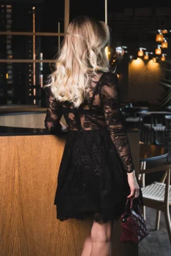 Leoni Lace Mini Dress Black