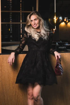 Leoni Lace Mini Dress Black