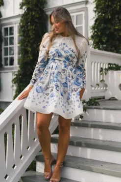 Leoni Silk Blend Mini Dress Tulip Blue
