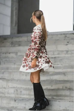 Leoni Silk Blend Mini Dress Wine Peony