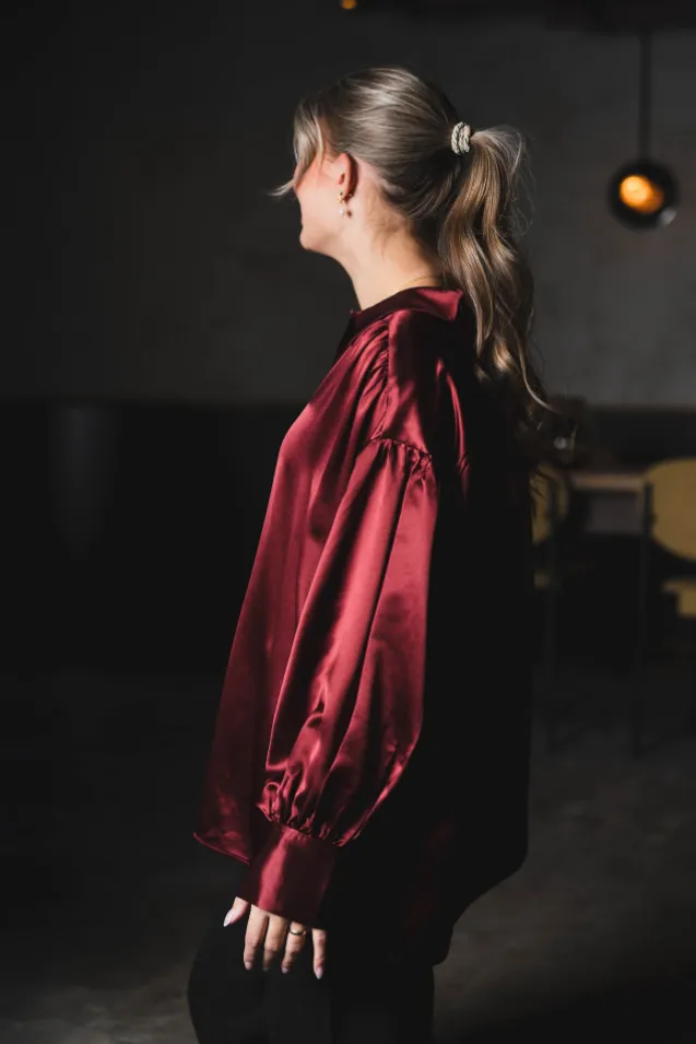 Leonora Satin Blouse Cabernet
