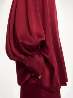 Leonora Satin Blouse Cabernet