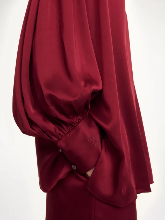 Leonora Satin Blouse Cabernet