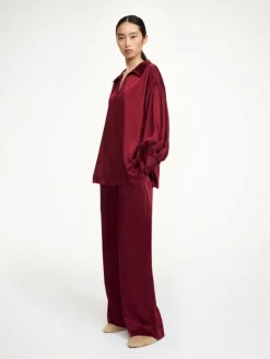 Leonora Satin Blouse Cabernet