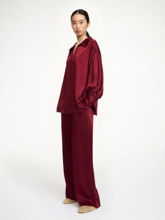 Leonora Satin Blouse Cabernet