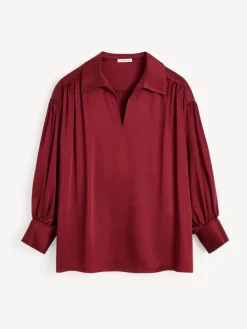 Leonora Satin Blouse Cabernet