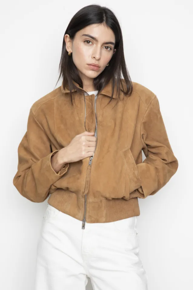Lex Bomber Jacket Light Camel Suede