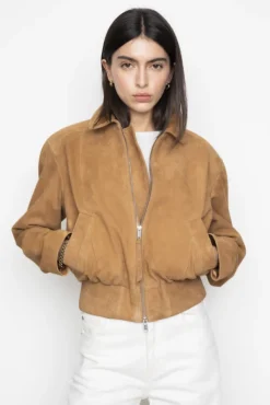 Lex Bomber Jacket Light Camel Suede