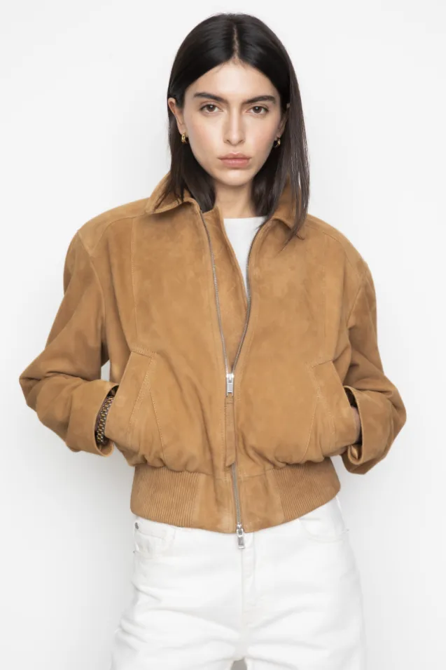 Lex Bomber Jacket Light Camel Suede