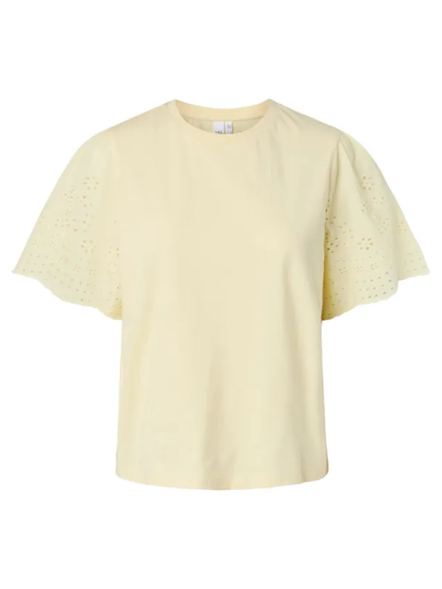 Lex SS Top W. Emb Sleeves Anise Flower