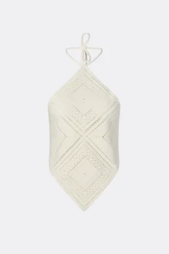 Lia Halterneck Crochet Top Vanilla
