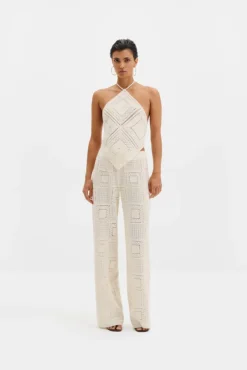 Lia Halterneck Crochet Top Vanilla