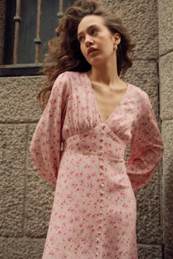 Lilith Maxi Dress Cheryl Pink Print