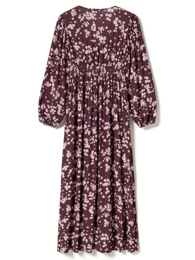 Lilith Maxi Dress Deja Burgundy Print