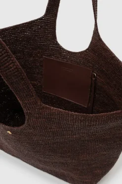 Lili Tote Raphia Dark Brown