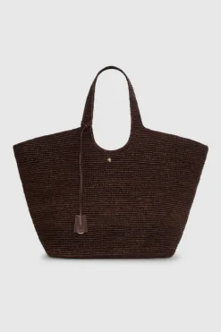 Lili Tote Raphia Dark Brown