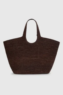 Lili Tote Raphia Dark Brown