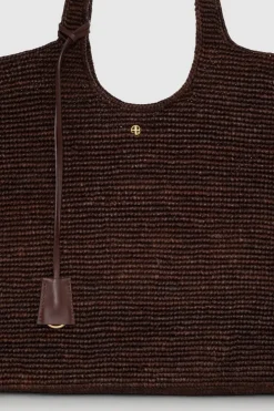 Lili Tote Raphia Dark Brown