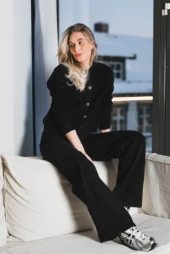Limo Fluffy Knit Cardigan Black