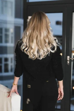 Limo Fluffy Knit Cardigan Black