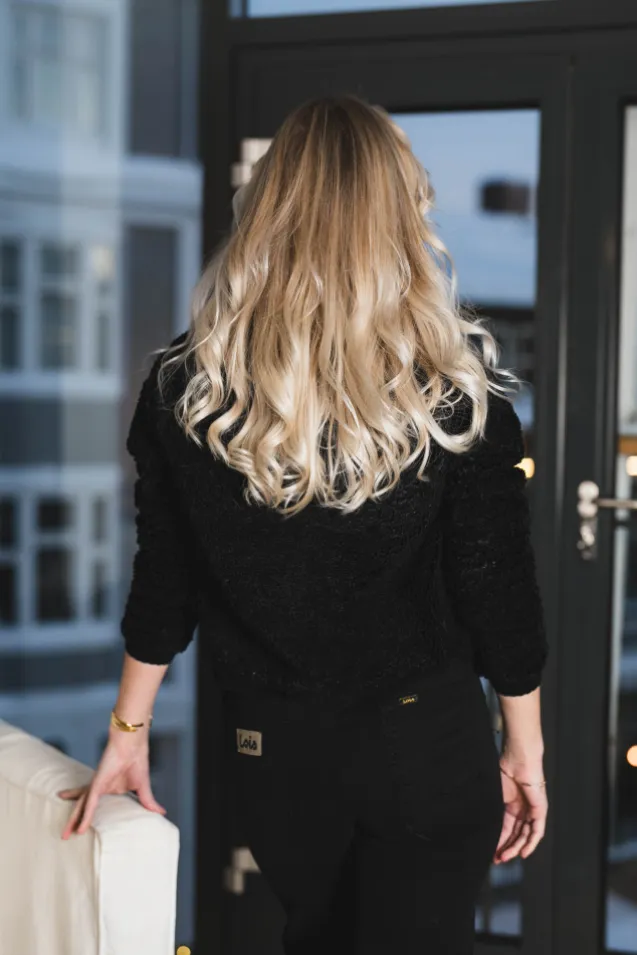 Limo Fluffy Knit Cardigan Black