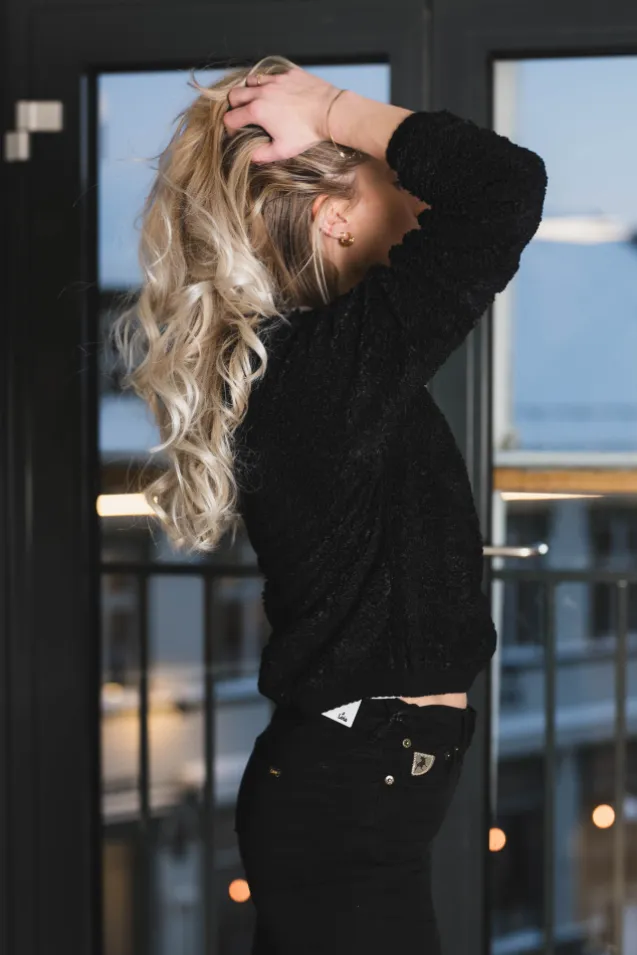 Limo Fluffy Knit Cardigan Black