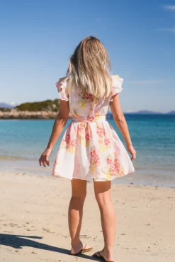 Linen Ruffle Dress Rose Amore
