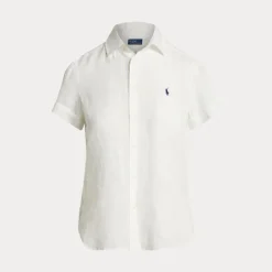Linen Short Sleeve Shirt Classic Oxford White