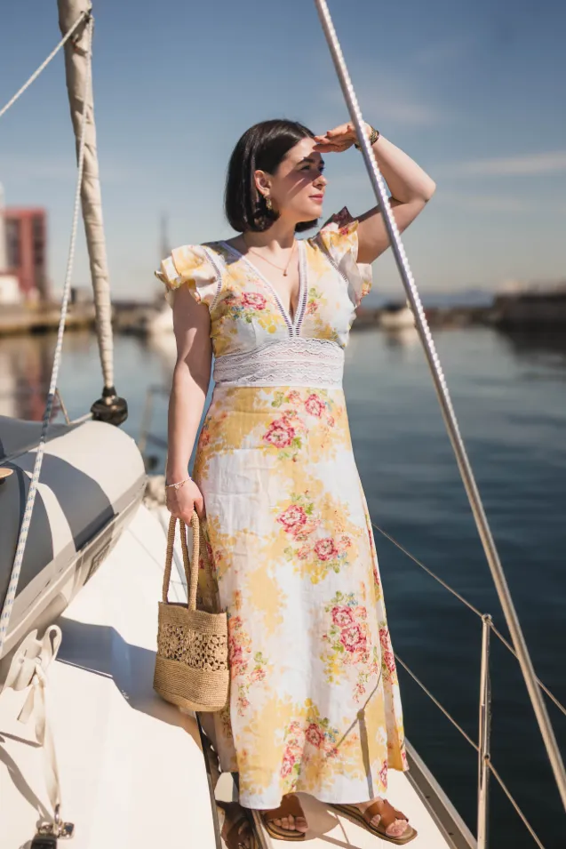 Linen V-Neck Dress Amore