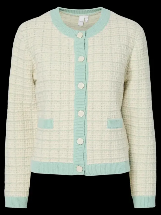 Livia LS Short Knit Cardigan Lichen Birch