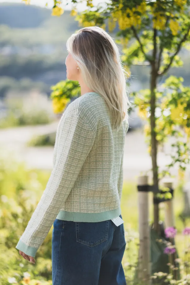 Livia LS Short Knit Cardigan Lichen Birch