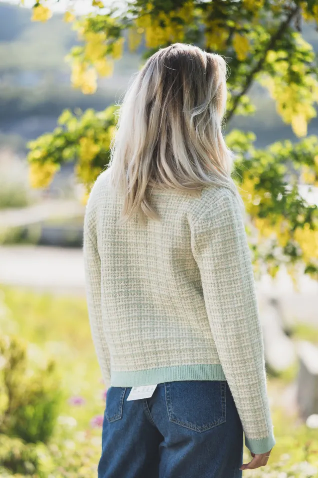 Livia LS Short Knit Cardigan Lichen Birch