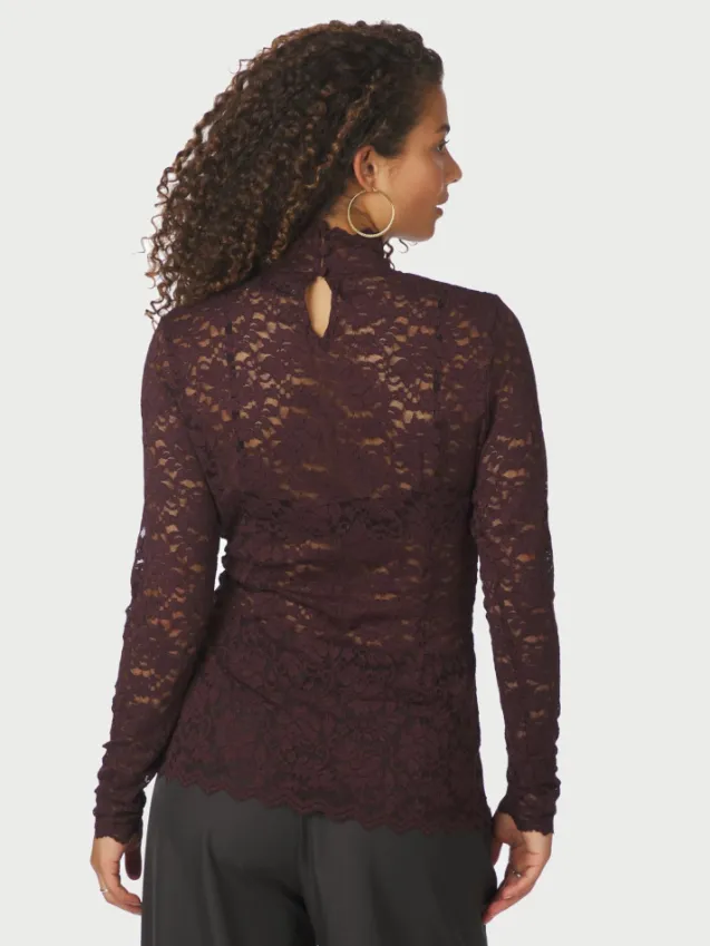 Liza Laceflower Blouse Burgundy