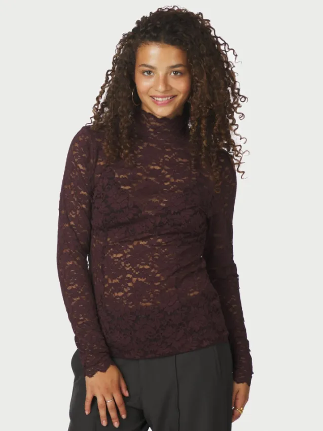 Liza Laceflower Blouse Burgundy