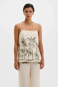 Lizly Beaded Strappy Top Palm