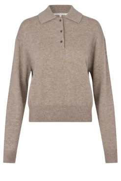 Longo Knit LS Collar Mid Brown Melange