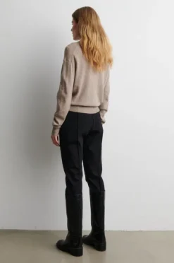 Longo Knit LS Collar Mid Brown Melange