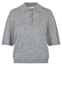 Longo SS Knit Collar Mid Grey Melange