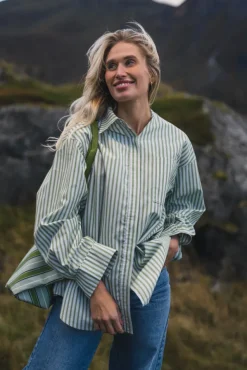 Loose Stripe Shirt Green Stripe