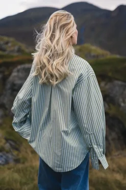 Loose Stripe Shirt Green Stripe