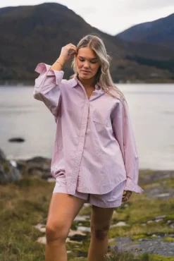 Loose Stripe Shirt Pink Mix