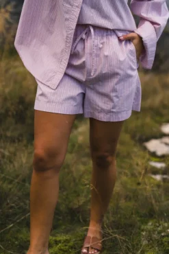 Loose Stripe Shorts Pink Mix