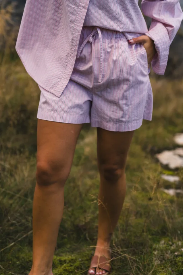 Loose Stripe Shorts Pink Mix