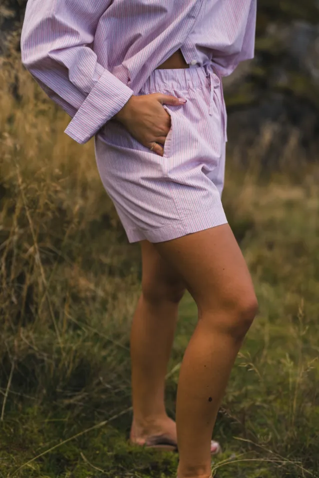 Loose Stripe Shorts Pink Mix
