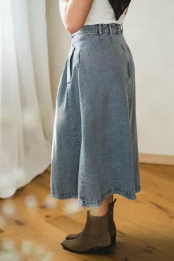 Lova Anya Pleat Skirt Denim Blue