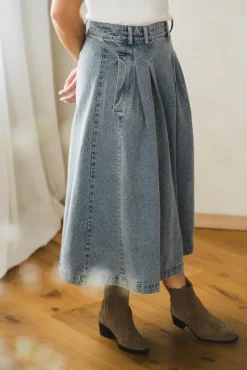 Lova Anya Pleat Skirt Denim Blue
