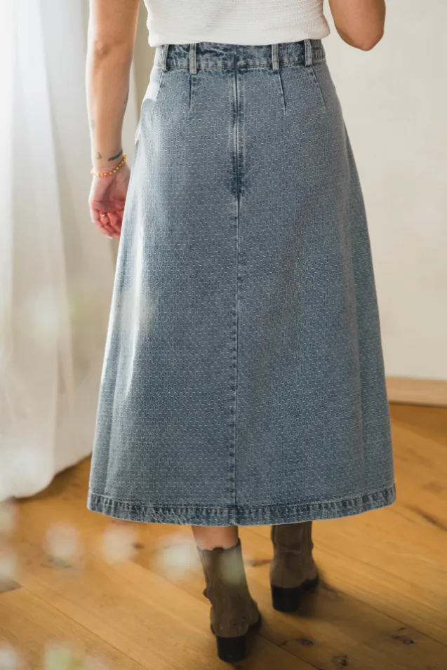 Lova Anya Pleat Skirt Denim Blue