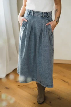 Lova Anya Pleat Skirt Denim Blue