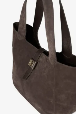 Lucille Tote Bag Large Dark Brown Suede